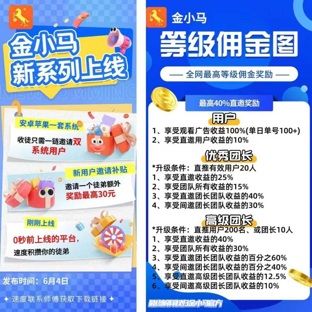 《金小马》、 首码刚出、0撸、快手速算的全新台子-涂涂首码网-创业赚钱首码项目免费发布平台